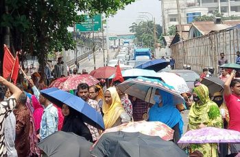 নাসা গ্রুপের শ্রমিকদের আন্দোলনে তেজগাঁওয়ে যানজট সৃষ্টি