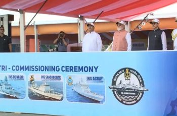 ভারতের নৌবাহরে যুক্ত হলো তিনটি নতুন যুদ্ধজাহাজ