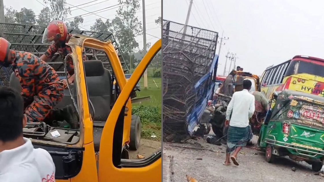 হবিগঞ্জে ট্রাক-পিকআপ-অটোরিকশার সংঘর্ষে নিহত ১, আহত ৩