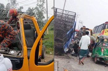 হবিগঞ্জে ট্রাক-পিকআপ-অটোরিকশার সংঘর্ষে নিহত ১, আহত ৩
