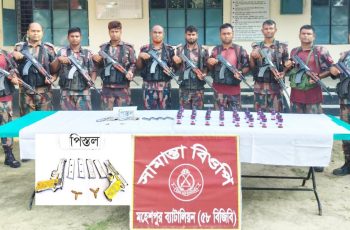 ঝিনাইদহ সীমান্তে বিদেশি পিস্তল ও ভারতীয় সিরাপ জব্দ