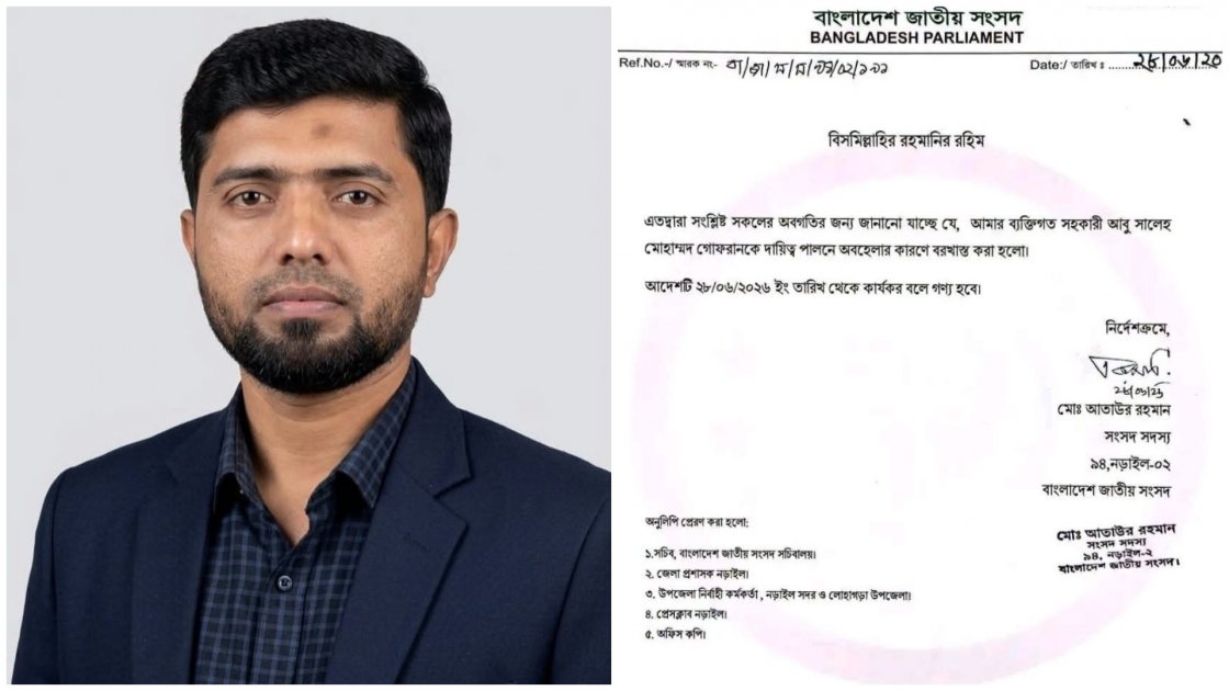 নড়াইল-২ আসনের এমপির মেয়ের নাম তহবিলের তালিকায়, পিএস বরখাস্ত