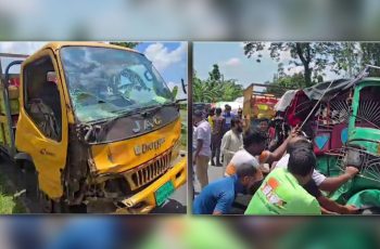 কুড়িগ্রামে গ্যাসবাহী ট্রাক-অটোরিকশার সংঘর্ষে নিহত ১, আহত ৪