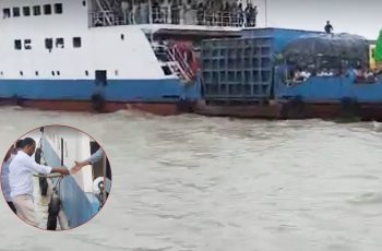 হাতিয়ায় ফেরি ঘাটে ফিরিয়ে এমপি হান্নান মাসউদকে তোলার অভিযোগ