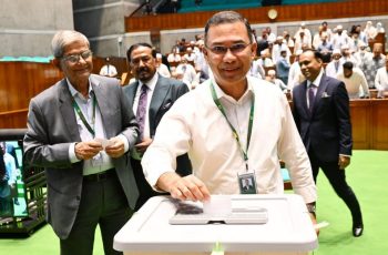 মির্জা ফখরুলের সঙ্গে ভোট দিলেন প্রধানমন্ত্রী তারেক রহমান