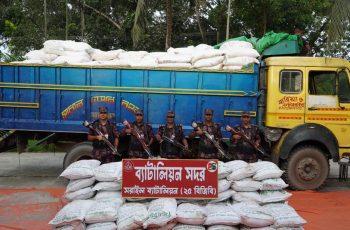 ব্রাহ্মণবাড়িয়ায় ২৪ টন অবৈধ সারসহ ট্রাক আটক করেছে বিজিবি