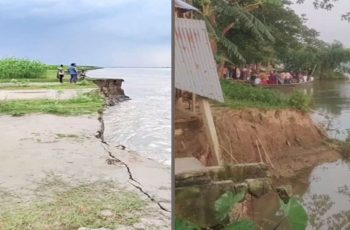 নদী ভাঙনে আতঙ্ক, স্থায়ী ব্যবস্থা না নেওয়ার অভিযোগ