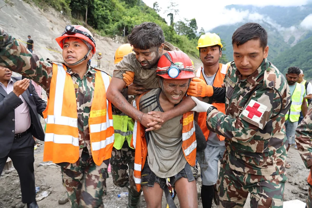 নেপালে বিধ্বংসী বন্যার পর টানেলে দুই শ্রমিক উদ্ধার