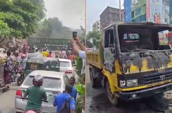 মিরপুরে হকার ও পুলিশের সংঘর্ষ, গাড়িতে ভাঙচুর ও অগ্নিসংযোগ