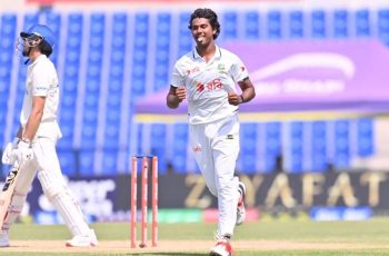 হাসান মাহমুদের হ্যাটট্রিক, ১৫০ রানে এগিয়ে বাংলাদেশ