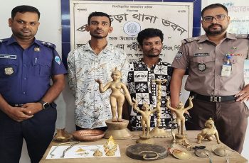 আখাউড়ায় মন্দিরে চুরির ঘটনায় ২ জন গ্রেফতার, মালামাল উদ্ধার